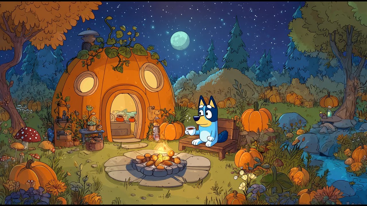 Bluey’s Cozy Autumn Evening 🍁 | Warm Lofi Music at the Pumpkin Cottage for Study & Relaxation