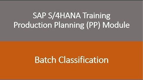 Video 50 - SAP S/4 HANA Production Planning (PP) module training - Batch Classification.