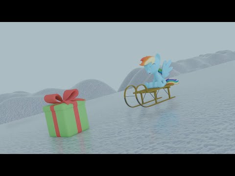 Rainbow Dash Snow Sledding