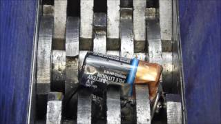 Shredding metal lithium battery and adding water