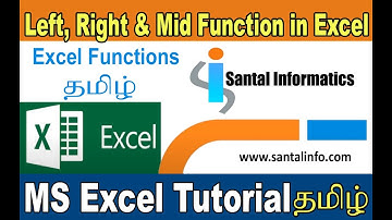 Left, Right, Mid Functions in Ms Excel ( தமிழ் ) || Excel in Tamil || Santal Informatics