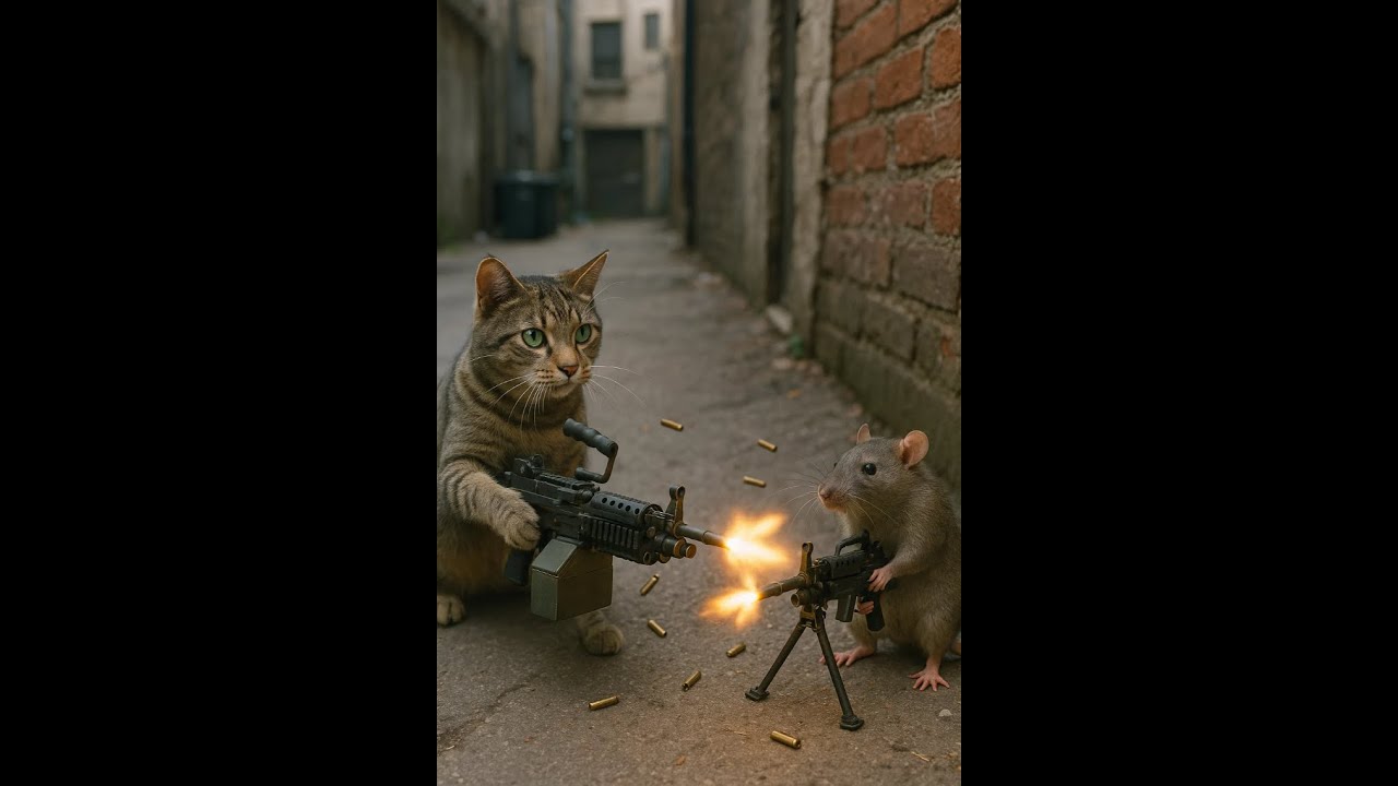 Cat vs Mouse – Gatling Gun Showdown with song-Wishes in the Milky Way