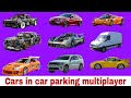 All Car Names in Car Parking Multiplayer (cpm)