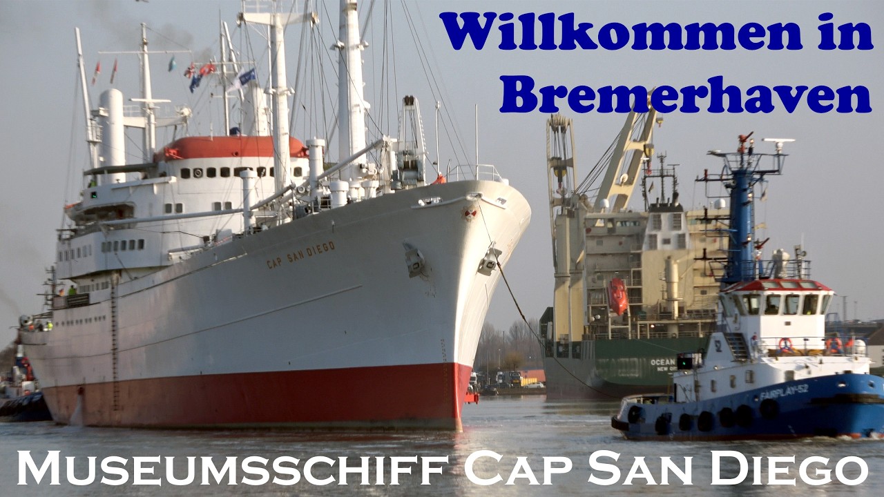 Ankunft und Schleusung CAP SAN DIEGO in Bremerhaven zum Werftaufenthalt März 2026