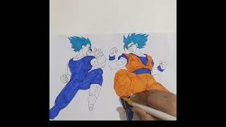 make a drawing with goku vs vegeta ssj blue short drawing goku vegeta dbs anime ytshort