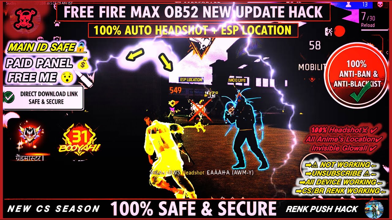 FREE FIRE HEADSHOT PANEL | NEW CS SEASON HACK ☠️ 