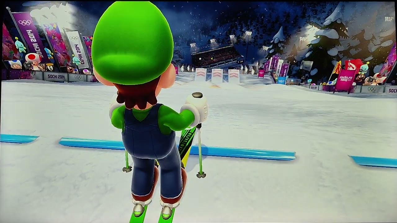 Mario & Sonic Sochi 2014 Freestyle Skiing Moguls #32 (Mario Vs Luigi Vs Peach) + Bowser Fails 