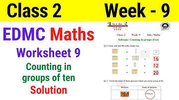 EDMC Class 2 Maths Week 9 Worksheet 9 Class 2nd maths worksheet 9 Week 9 with solution