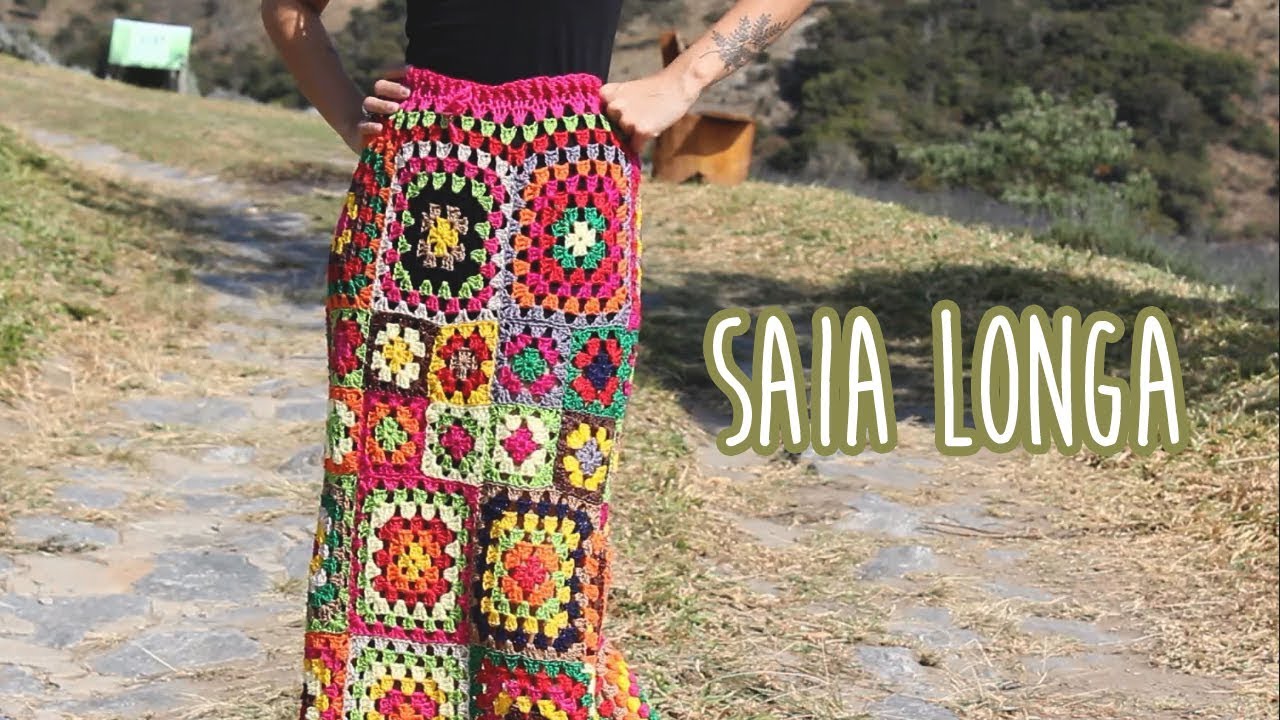 SAIA LONGA DE SQUARES - Crochê - YouTube