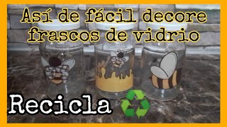 Recicla♻️Así de fácil decore frascos de vidrio #reciclaje #ideasfaciles #frascos