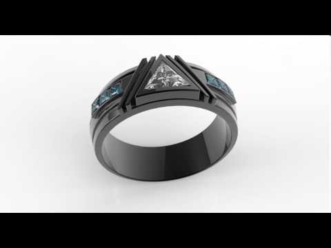 black-gold-triangle-diamond-wedding-ring-for-a-men