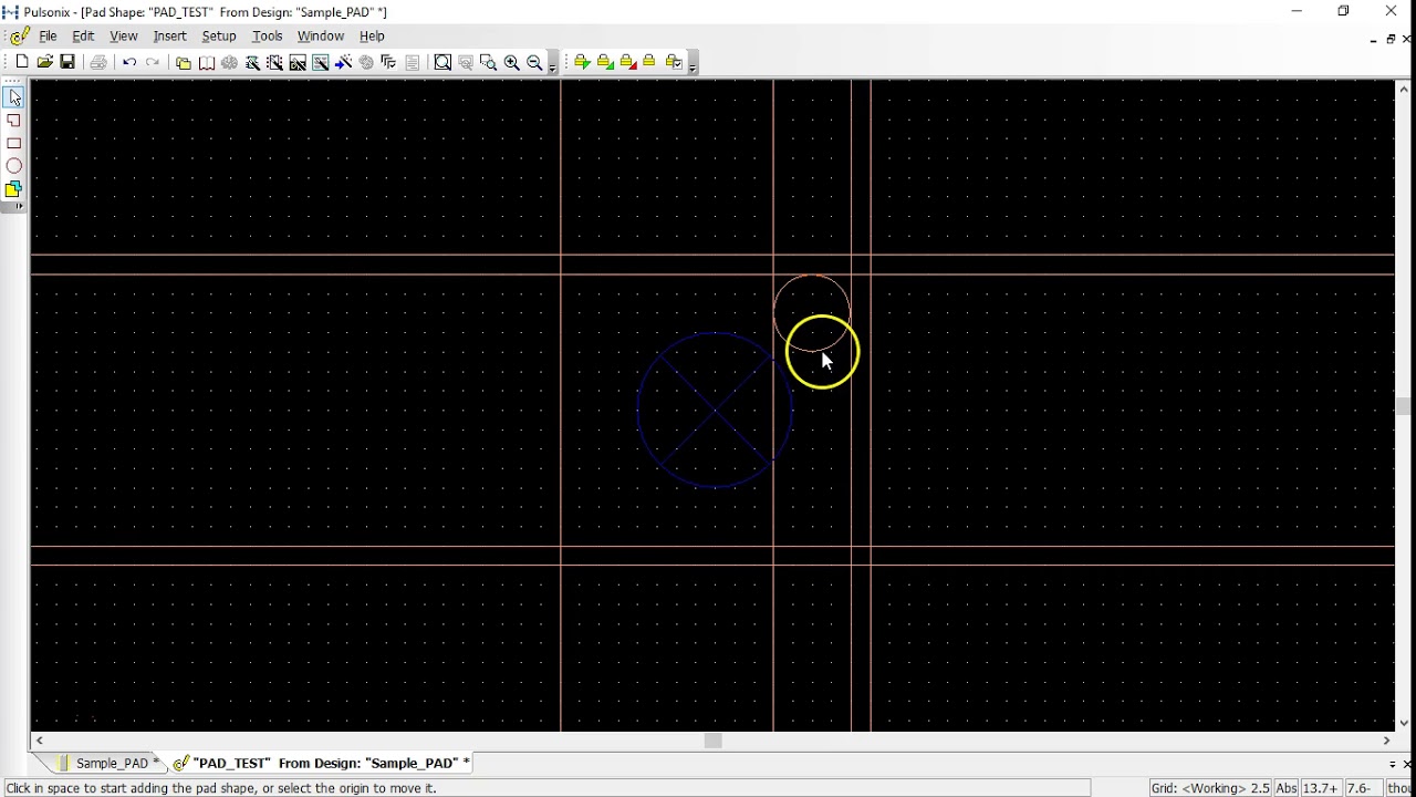 CONSTRUCTION LINES/CIRCLES IN PULSONIX