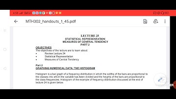 MTH302 Lecture 25 Statistical Representation Measure of Central tendency Part 2