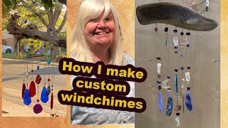 Making DIY custom wind chimes with driftwood, glass, jewelry, stones & crystals!