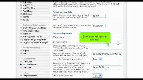 How to install osCommerce from Fantastico