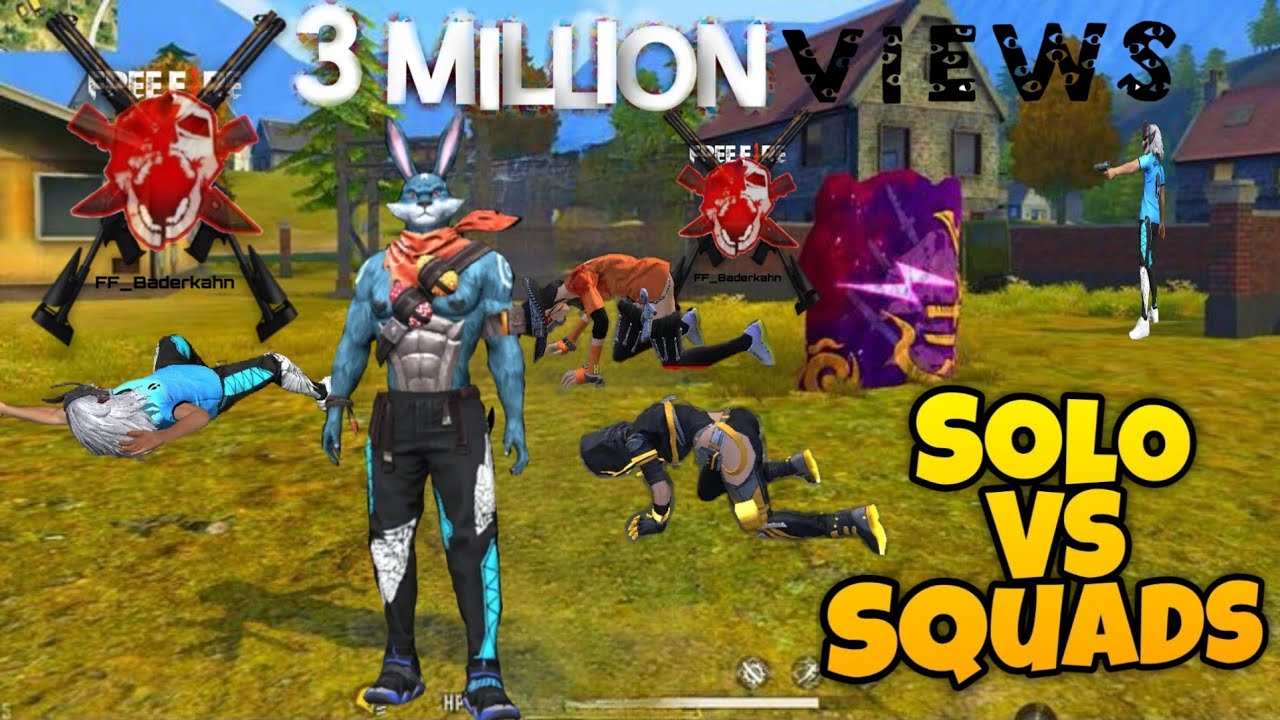 best solo vs squad free fire gameplay mobile | free fire handcam ...