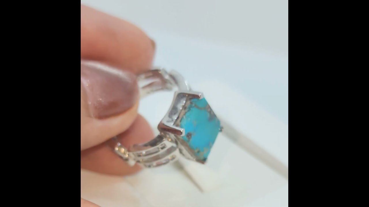 Elegant Women's Ring with Natural Nishabur Turquoise | Genuine, Undyed Gemstone