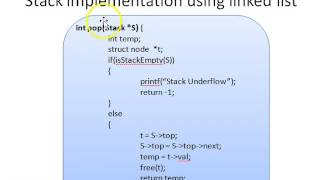 Stack implementation using linked list