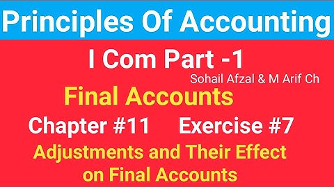 I com -1|Chap #11 |Exer#7|Final Accounts| Principles of Accounting by Sohail Afzal|Accounting Cycle