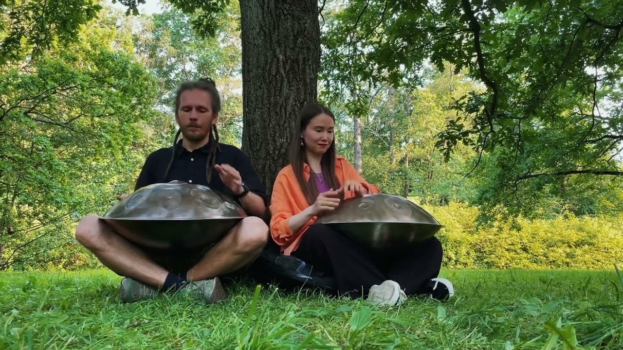 Amazing handpan duet music jam