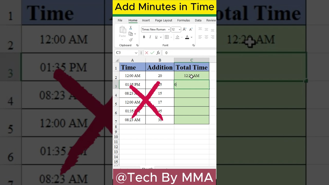 How To Add Minutes in Time on Excel | Adding Minutes to Time  