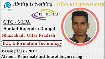 Congrats, Sanket | Selected in ITC Infotech | 3 LPA | IT ENGINEER, Passing 2019 | Raigad,Maharashtra