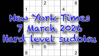 Sudoku solution – New York Times 7 March 2026 Hard level sudoku screenshot 3