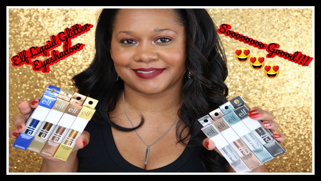 ELF LIQUID GLITTER EYESHADOWS SWATCHES, TRY ON & REVIEW YouTube