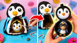 We Found GuguGaga in a Penguin Cake! *Delicious Surprises of Your Favourite Characters & DIY Gadget*