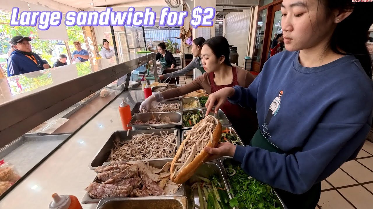 A popular sandwich shop at Ban Wattay in Vientiane, Laos 