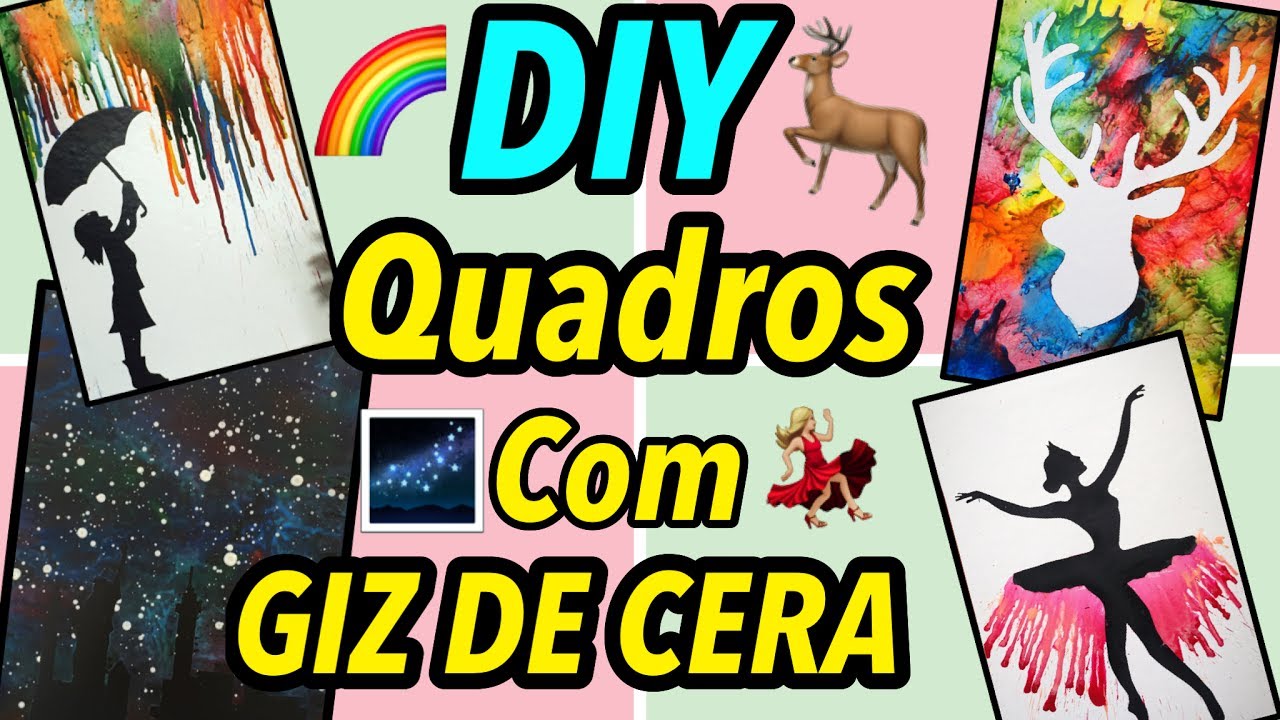 4 QUADROS INCRÍVEIS COM GIZ DE CERA 😍 FAÇA VOCÊ MESMO