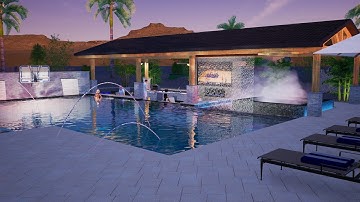 Full Property Design Using Vip3D from Structure Studios Huge Party Swimming Pool With Outdoor Living