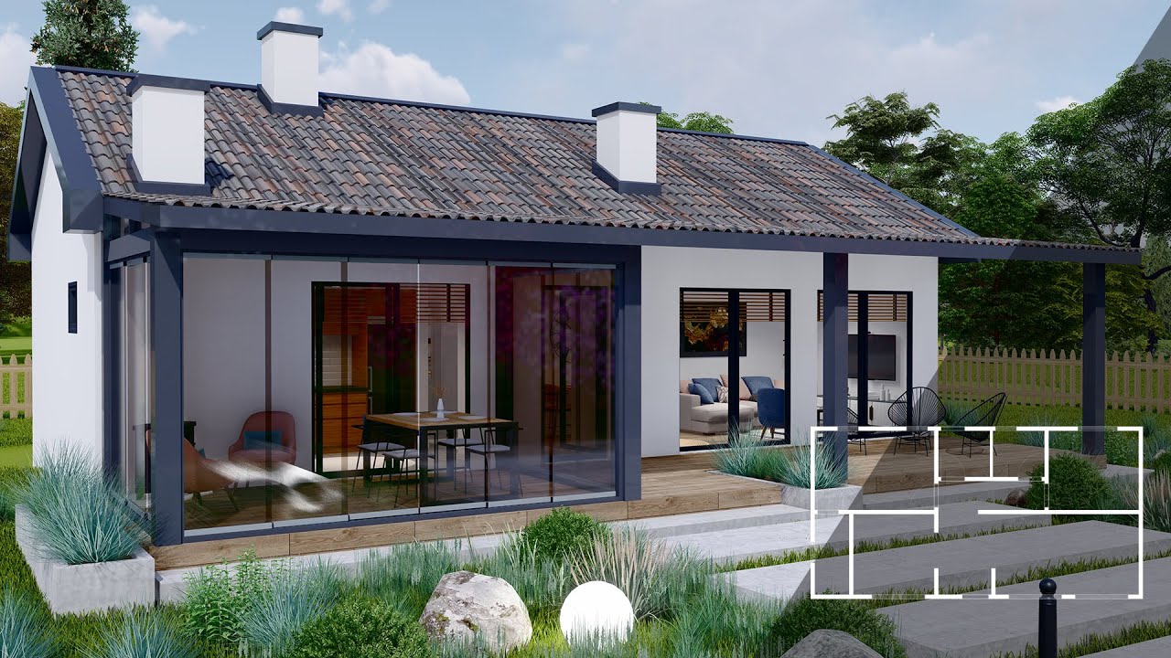 Маленький дом 80 кв.м. 12,5х6,5 - Зимний сад - Простая загородная жизнь