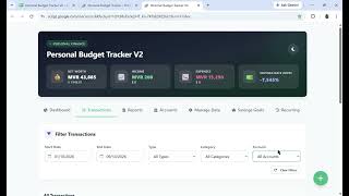 Personal Budget Tracker V2 | New Features & Modern UI | Google Sheets Apps Script