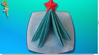 Pliage des  serviettes :  Sapin de Noël 