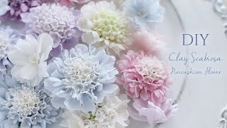 【DIY】100均樹脂粘土でスカビオサの作り方How To Make Clay Scabiosa Pincushion Flower