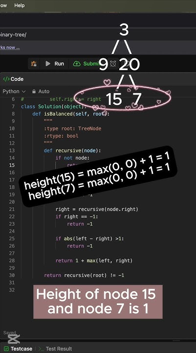 Leetcode 110 - Balanced Binary Tree #leetcode #coding #python - YouTube