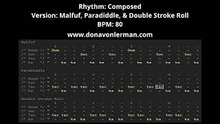 Composed - Malfuf, Paradiddle, Double Stroke Roll - 80 Bpm