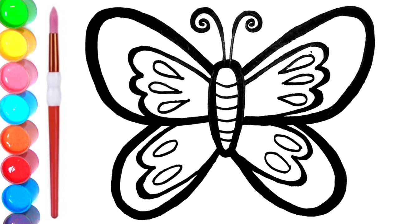 Beautiful Butterfly Drawing and painting for kids&toddlers. How to draw