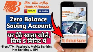 Bank of Baroda Zero Balance Saving Account | BOB Online Account Opening | BOB Zero Balance Account