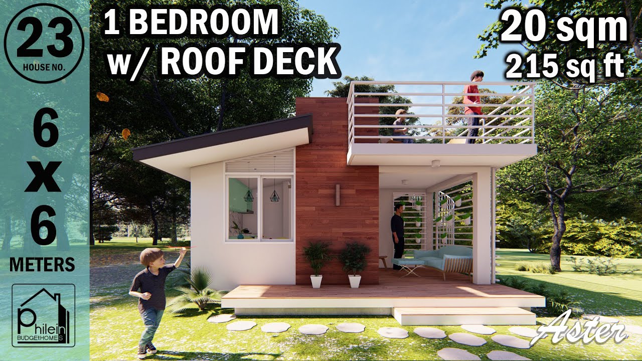 SMALL HOUSE DESIGN with ROOF DECK 20 sqm ONE BEDROOM YouTube