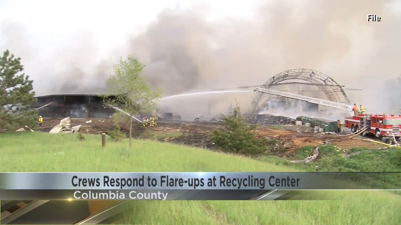 Fire crews respond to flare-ups at Columbia Co. recycling center - YouTube