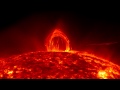 Blazing arc rains fire on sun  magnetic solar flare loop 