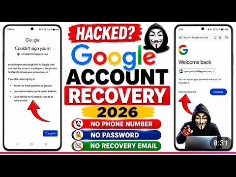 How to recover hacked gmail account without phone number and email 2026 || Google Account Recovery