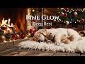 🔴 12 Hours Cozy Pine Glow: Christmas Fireplace & Puppy Sleep Music for Deep Calm HD 🎄
