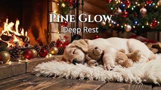 🔴 12 Hours Cozy Pine Glow: Christmas Fireplace & Puppy Sleep Music for Deep Calm HD 🎄