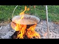 Hungarian Beef Goulash Recipe - open fire cooking in a cauldron