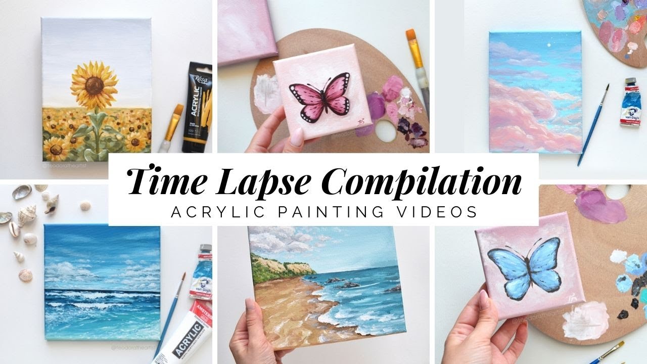 Acrylic Painting Time Lapse Compilation🌴 Easy Painting Ideas - YouTube