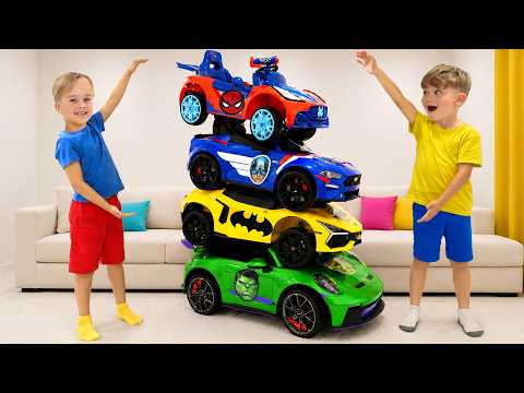 Chris and Mike Learn to Share - Fun stories with toy cars - Compilation video