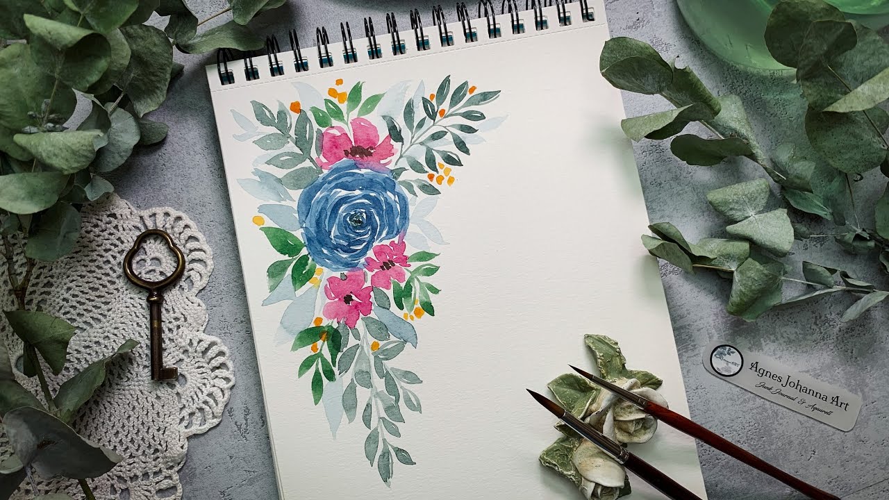 Aquarell malen / Loose Florals / Blumen Girlande mit Musikbegleitung